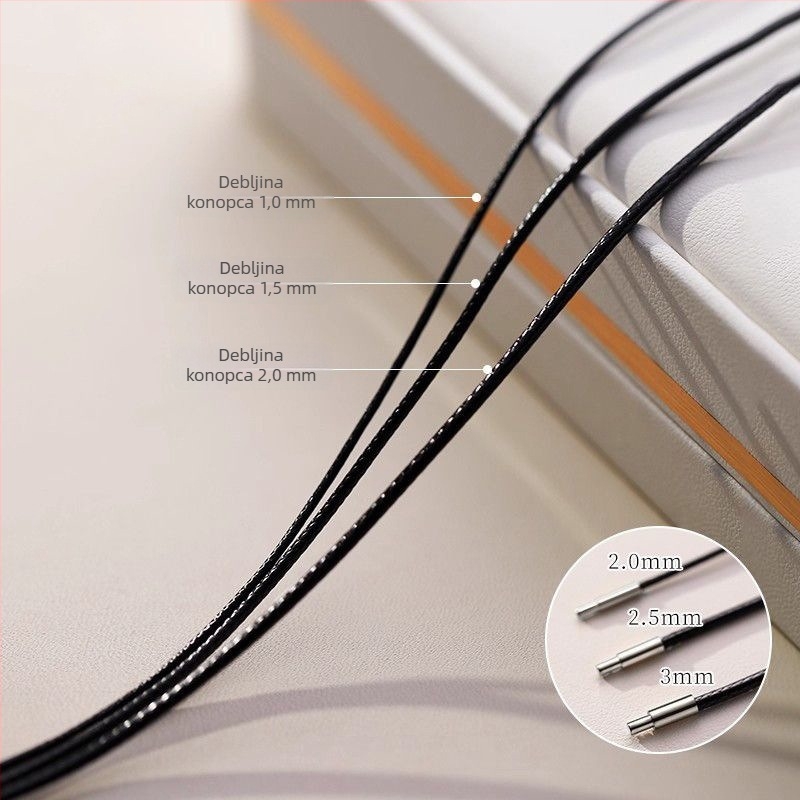 Kožna ogrlica s užetom, unisex, obim 41–50 cm, težina ~1,3 g, jednostavan stil