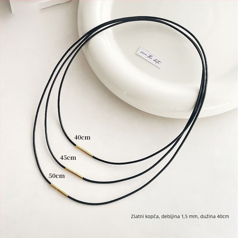 Kožna ogrlica s užetom, unisex, obim 41–50 cm, težina ~1,3 g, jednostavan stil