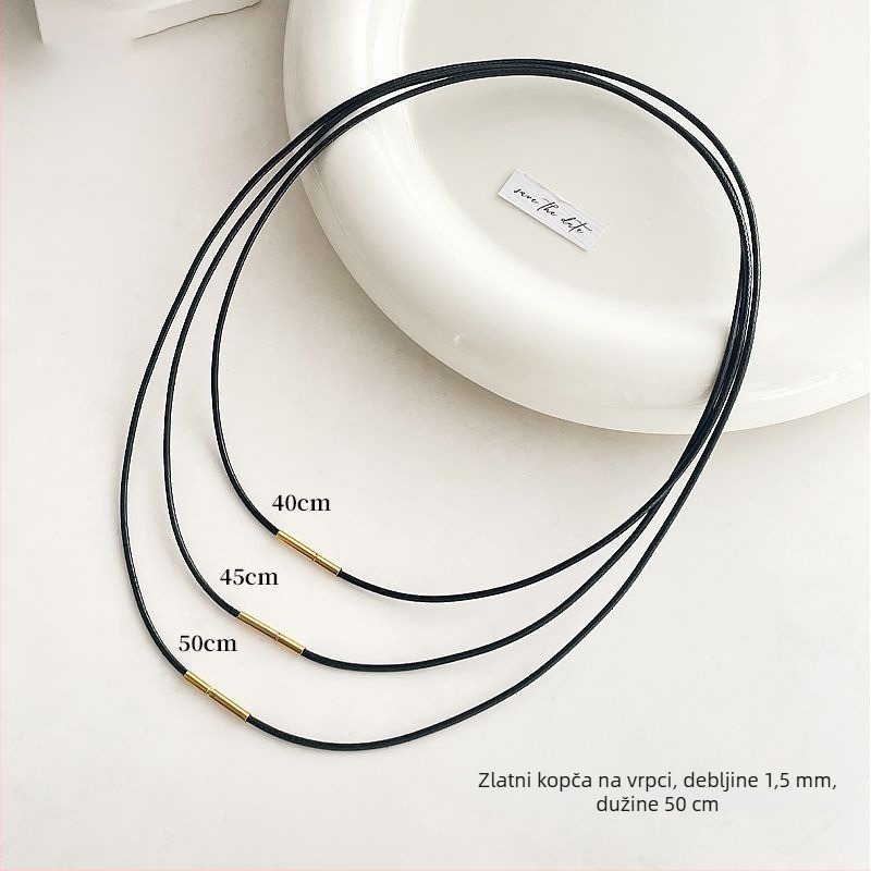 Kožna ogrlica s užetom, unisex, obim 41–50 cm, težina ~1,3 g, jednostavan stil