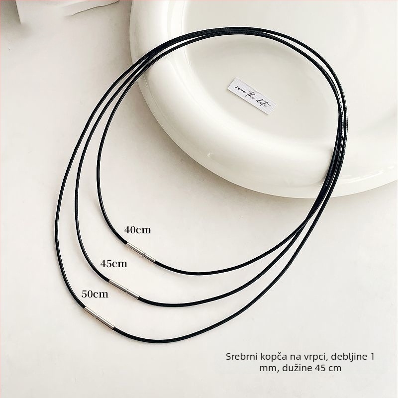 Kožna ogrlica s užetom, unisex, obim 41–50 cm, težina ~1,3 g, jednostavan stil