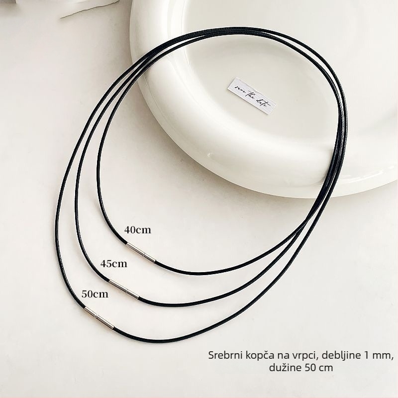 Kožna ogrlica s užetom, unisex, obim 41–50 cm, težina ~1,3 g, jednostavan stil