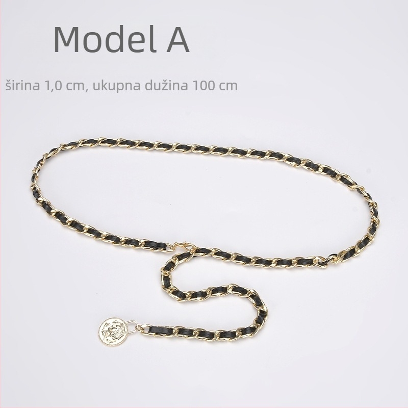 Metalni lanac za struk — jednostavan stil, jedan krug, širina 1 cm, prilagođena obrada