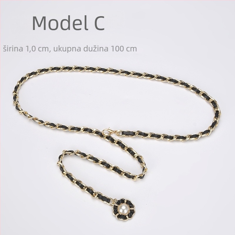 Metalni lanac za struk — jednostavan stil, jedan krug, širina 1 cm, prilagođena obrada