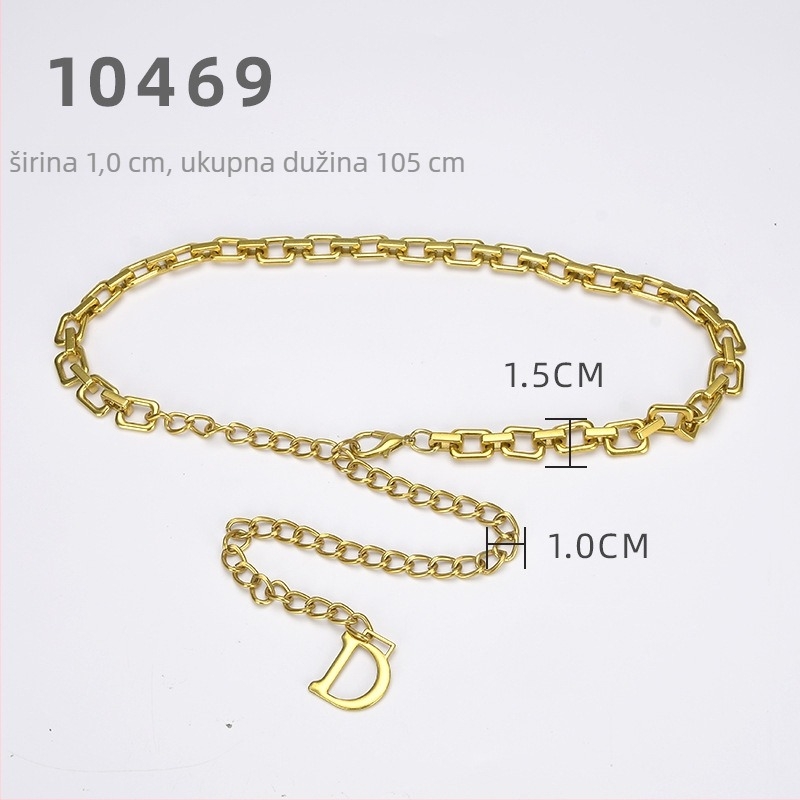 Metalni lanac za struk — jednostavan stil, jedan krug, širina 1 cm, prilagođena obrada
