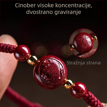 Cinnabar narukvica za znak Tigra, crveni pleteni konac, etnički stil, unisex dar