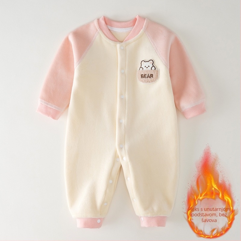 Bebenski kombinezon za jesen-zimu, fleece podstava, unisex, dugi rukavi, jednostruko zatvaranje, tanak poliester