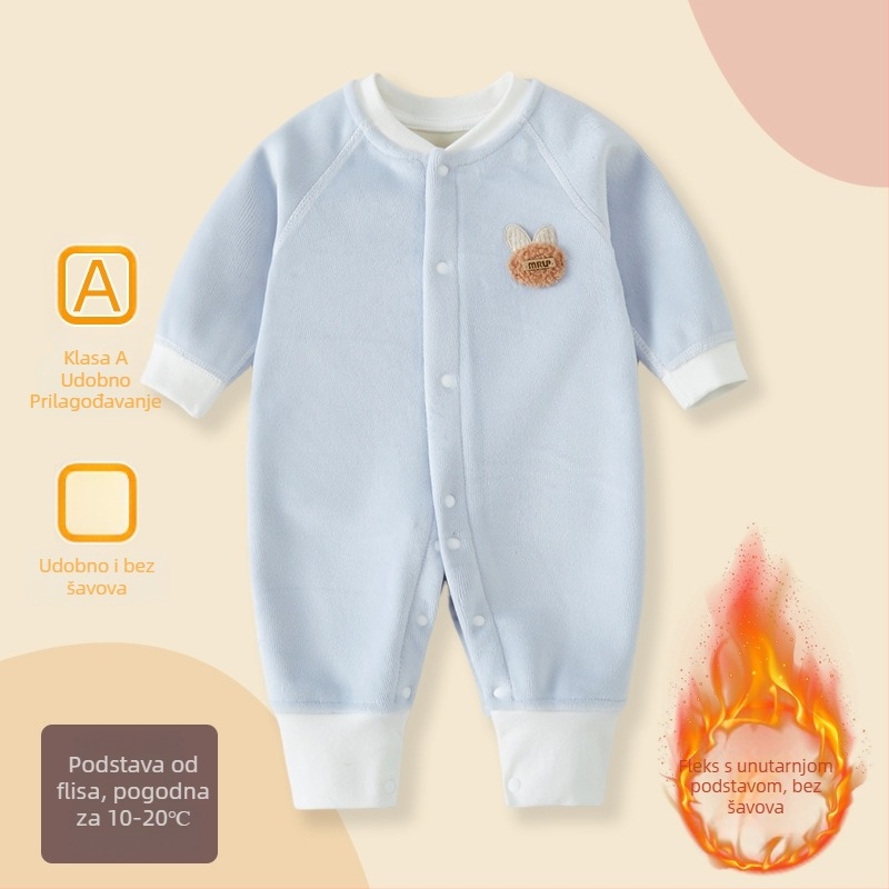 Bebenski kombinezon za jesen-zimu, fleece podstava, unisex, dugi rukavi, jednostruko zatvaranje, tanak poliester