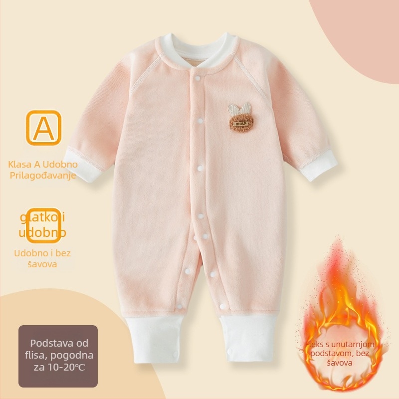 Bebenski kombinezon za jesen-zimu, fleece podstava, unisex, dugi rukavi, jednostruko zatvaranje, tanak poliester