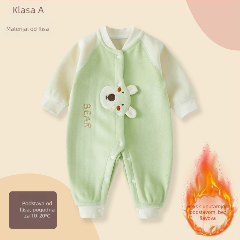 Bebenski kombinezon za jesen-zimu, fleece podstava, unisex, dugi rukavi, jednostruko zatvaranje, tanak poliester