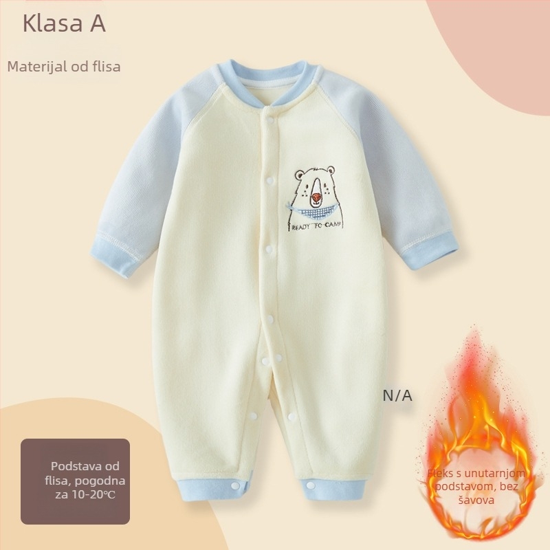 Bebenski kombinezon za jesen-zimu, fleece podstava, unisex, dugi rukavi, jednostruko zatvaranje, tanak poliester