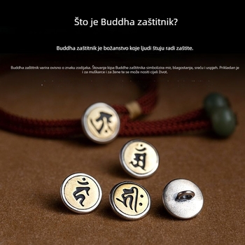 Narukvica od crvene vrpce za Godinu konja sa zodijakalnim zaštitnim božanstvom, dvanaest znakova zodijaka, srebrni gumb, pleteni etnički stil, unisex