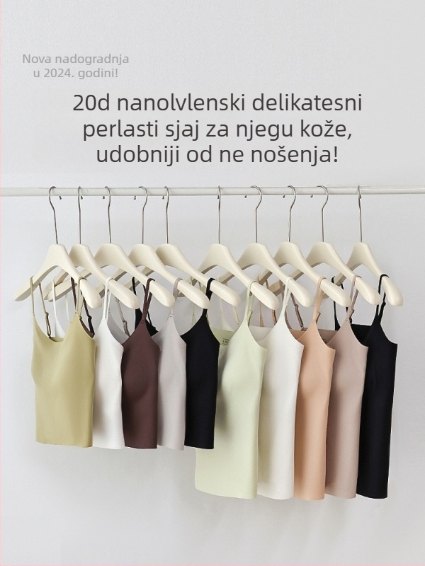 Ženska camisola s integriranim jastučićem za prsni koš, antibakterijski Ice Silk materijal, uski kroj, tanke naramenice