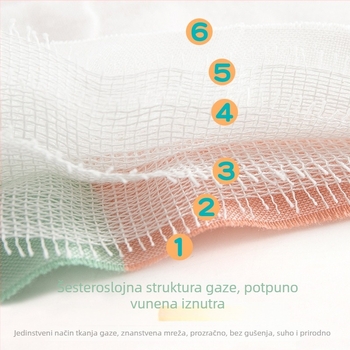 Dječji ručnik za kupanje od šest slojeva gaze, 100% pamuk, Jacquard tkanina, preko 500 g, mogućnost logotipa, karikaturni uzorak