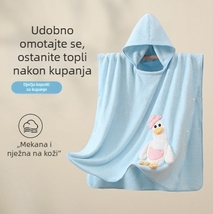 Dječji kapucni ručnik za kupanje od coral fleecea, 120D, 400–500 g, šivanje, karikatura uzorak