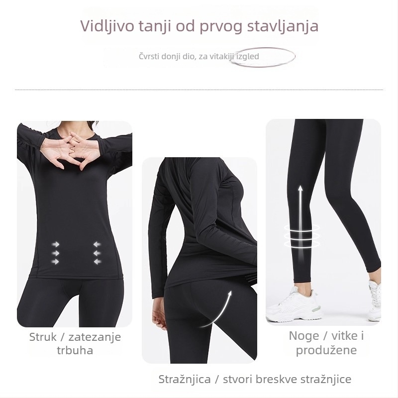 Ženski zimski termalni komplet s gornjim i donjim dijelom kao baznim slojem, fleec podstava, za skijanje i outdoor planinarenje