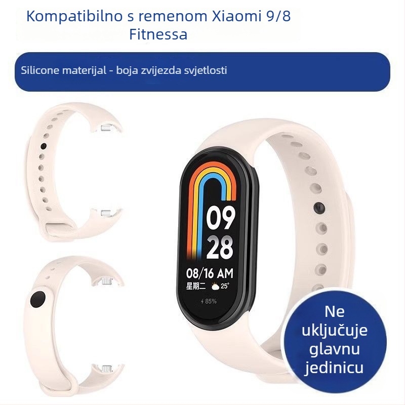 Zamjenski kaiš za Xiaomi Mi Band 9/8 – NFC verzija, plastični kaiš, moderan stil, prilagodljiva širina kaiša