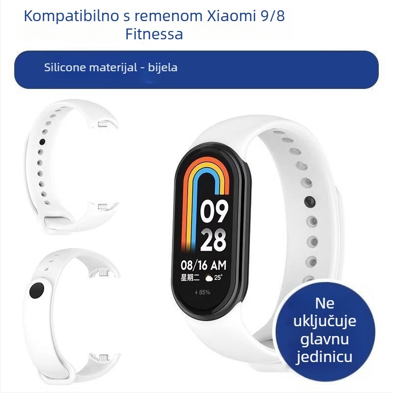 Zamjenski kaiš za Xiaomi Mi Band 9/8 – NFC verzija, plastični kaiš, moderan stil, prilagodljiva širina kaiša