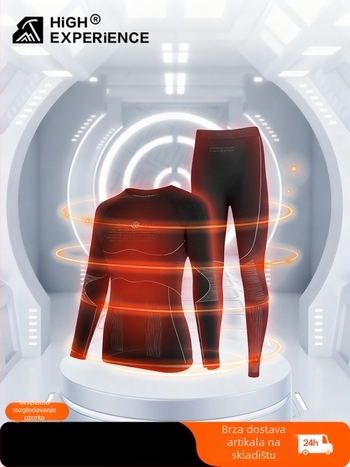 Unisex set baznog sloja za skijanje od bambusovih vlakana – brzo sušenje, odvodi vlagu, kratkih rukava, zima i jesen