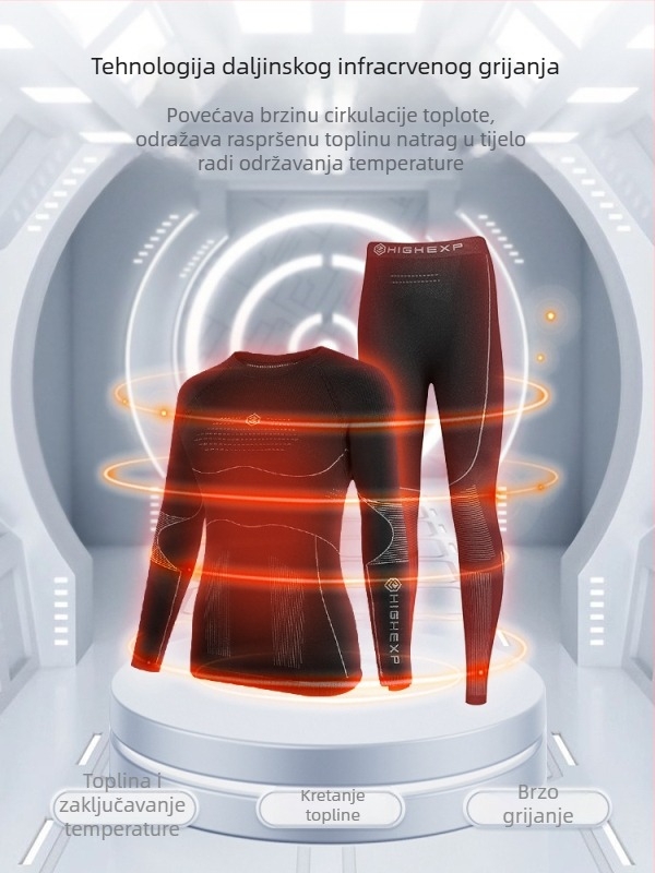 Unisex set baznog sloja za skijanje od bambusovih vlakana – brzo sušenje, odvodi vlagu, kratkih rukava, zima i jesen