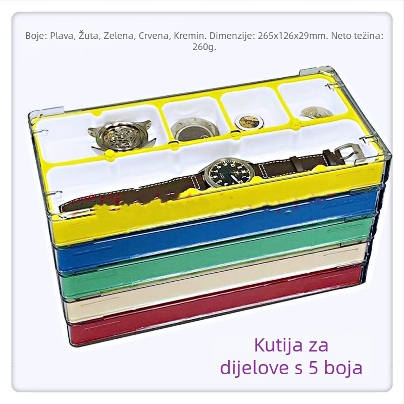 Set alata za popravak satova i kutija za dijelove, zhilan, ABS plast, 5 setova, kutija za dijelove satova, kućna upotreba, srednji sustav