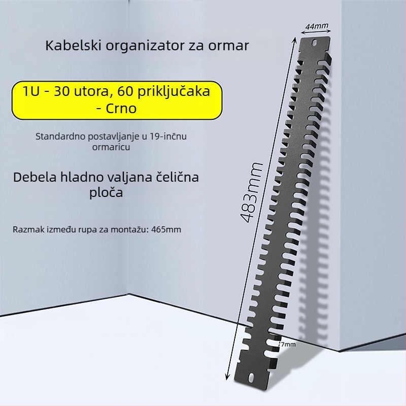 Panel za upravljanje kabelima u ormariću, 28 pretinaca i 56 portova, ploča s dizajnom riblje kostiju