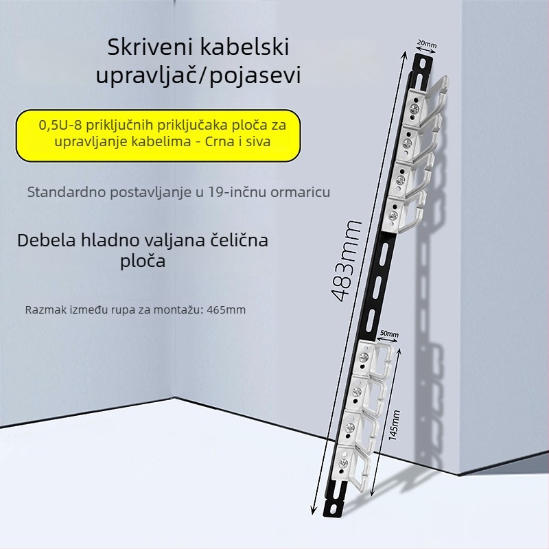 Panel za upravljanje kabelima u ormariću, 28 pretinaca i 56 portova, ploča s dizajnom riblje kostiju
