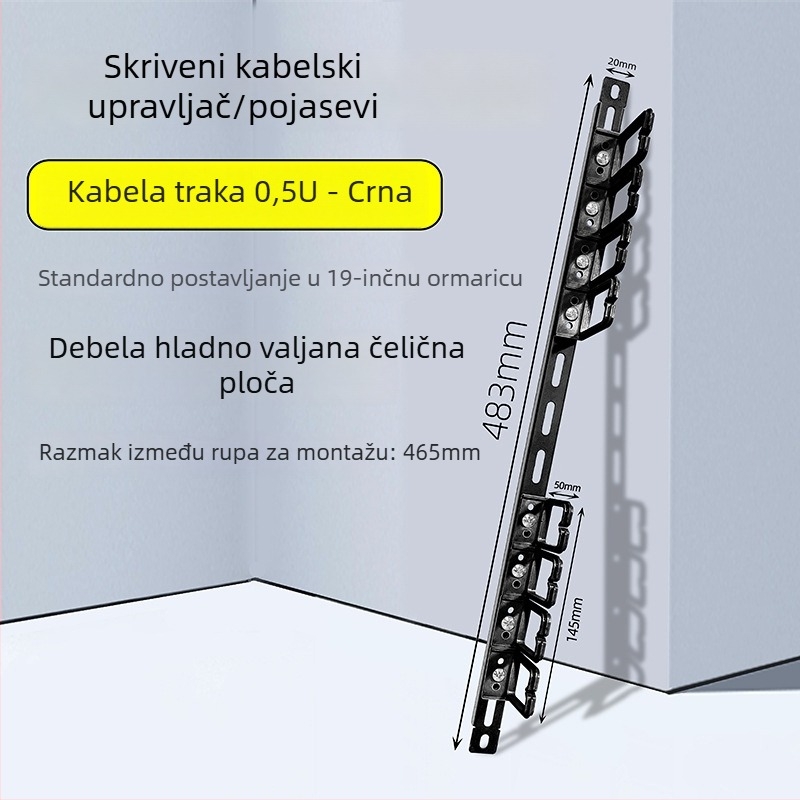 Panel za upravljanje kabelima u ormariću, 28 pretinaca i 56 portova, ploča s dizajnom riblje kostiju