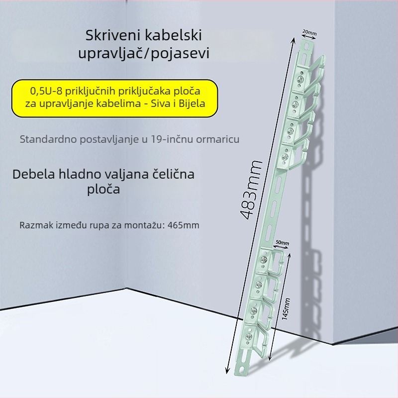 Panel za upravljanje kabelima u ormariću, 28 pretinaca i 56 portova, ploča s dizajnom riblje kostiju