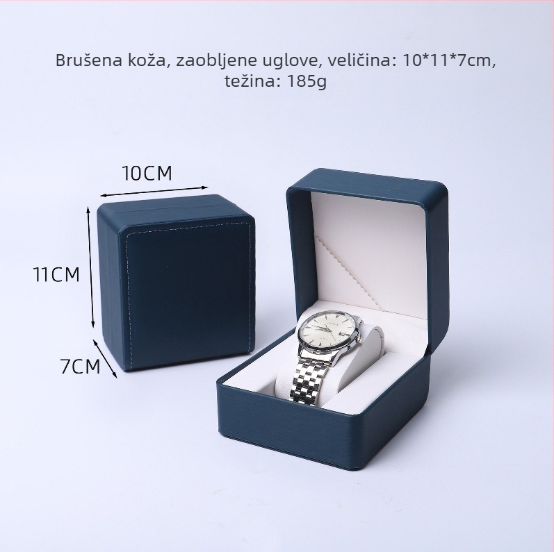 PU kožna kutija za satove s zaobljenim rubovima, unutarnja ladica, preklopni poklopac, pakiranje nakita