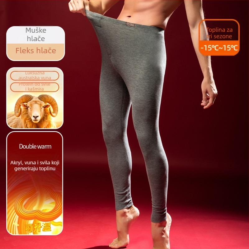 Muški termo gornji dio od vune i svile s polu-visokom ovratnikom, velur podstava, ekstra debeli 301-350 g/m²