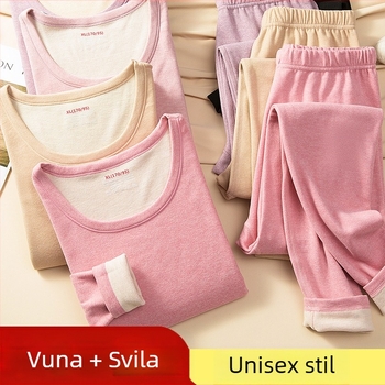 Termo donje rublje od vune, dvostruki sloj, debeli materijal 251-300 g/m2, pulover s okruglim izrezom, dugi rukavi, hlače, unisex