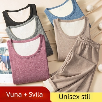 Termo donje rublje od vune, dvostruki sloj, debeli materijal 251-300 g/m2, pulover s okruglim izrezom, dugi rukavi, hlače, unisex