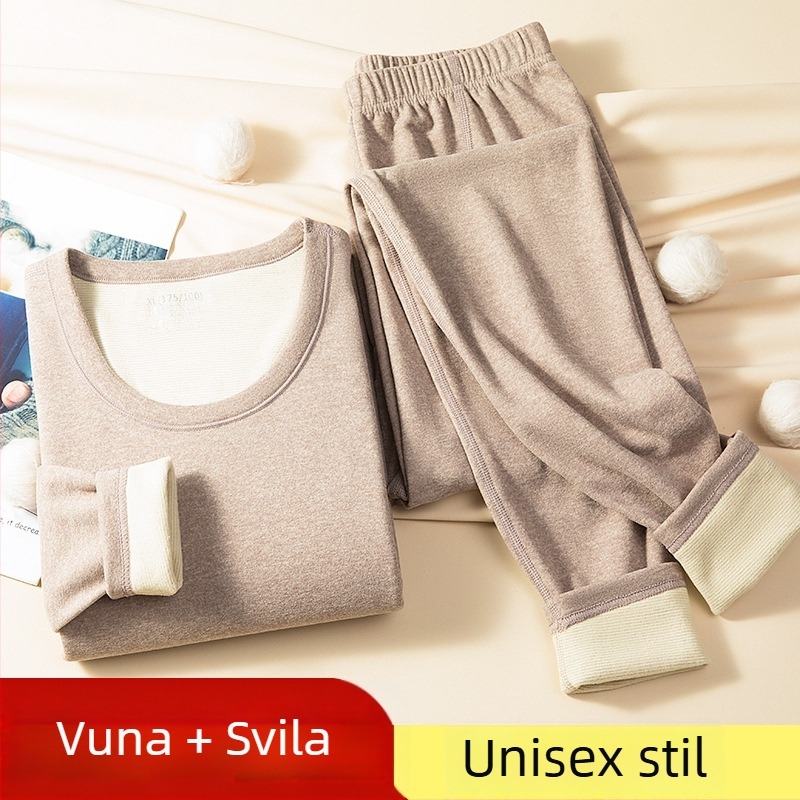Termo donje rublje od vune, dvostruki sloj, debeli materijal 251-300 g/m2, pulover s okruglim izrezom, dugi rukavi, hlače, unisex