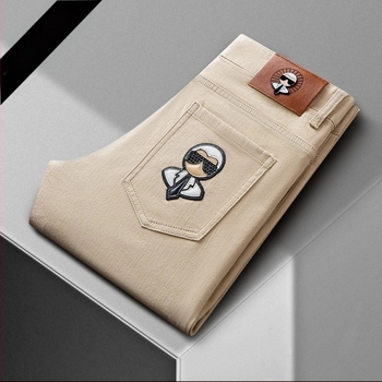 Muške traperice Galeries Lafayette s broderijom, slim-fit, ravne nogavice, srednji porast struka, enzimsko pranje, četiri godišnja doba