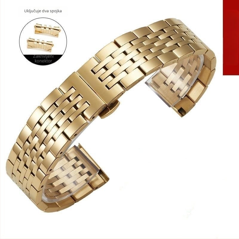 Čelična narukvica za sat s zakrivljenim spojem i leptir kopčom