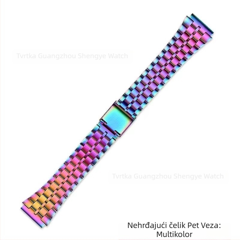 Nerđajući čelični remen za sat kompatibilan s A158W, A168, F91W, AE1200, AQ230 za male kvadratne satove