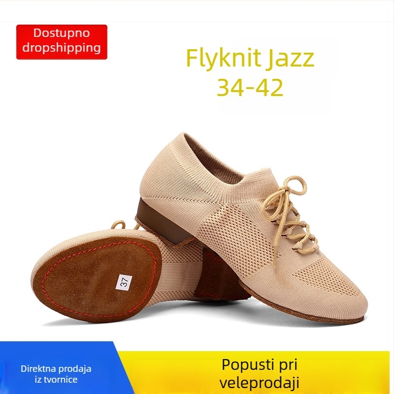 Ženske baletanke s vezanjem, gornji dio od mreže, prozračne, za balet, džez i moderni ples