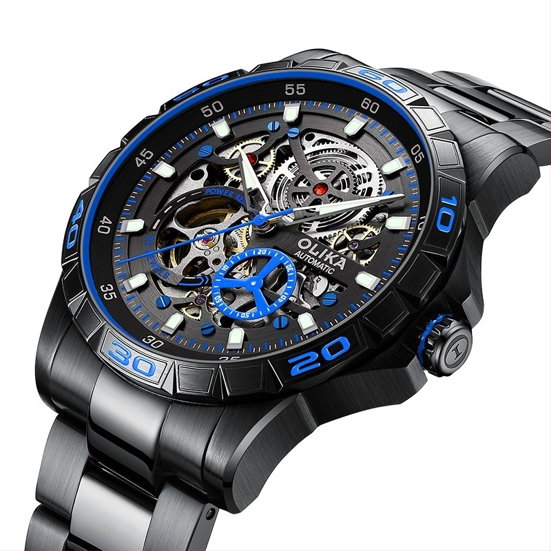 Muški automatski skeletni sat s tourbillonom, dvostrani, 43 mm brojčanik, 50 m vodootpornost, luminescencijski indikatori, Seagull mehanizam