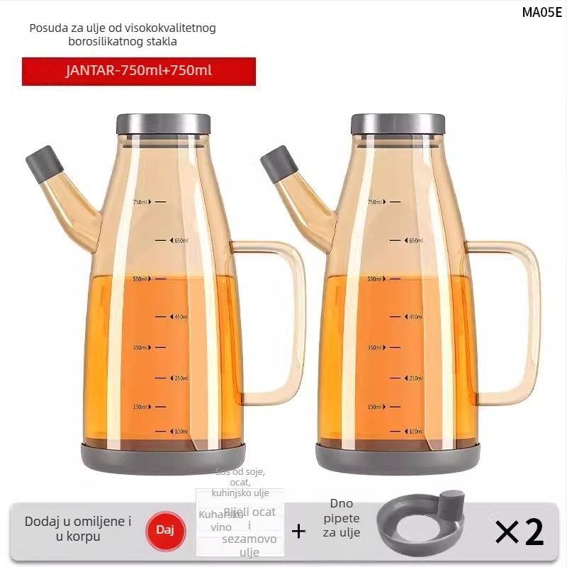Duo One posuda za ulje od visokog borosilikatnog stakla, s tiskanim logom, velik kapacitet, moderan minimalistički stil