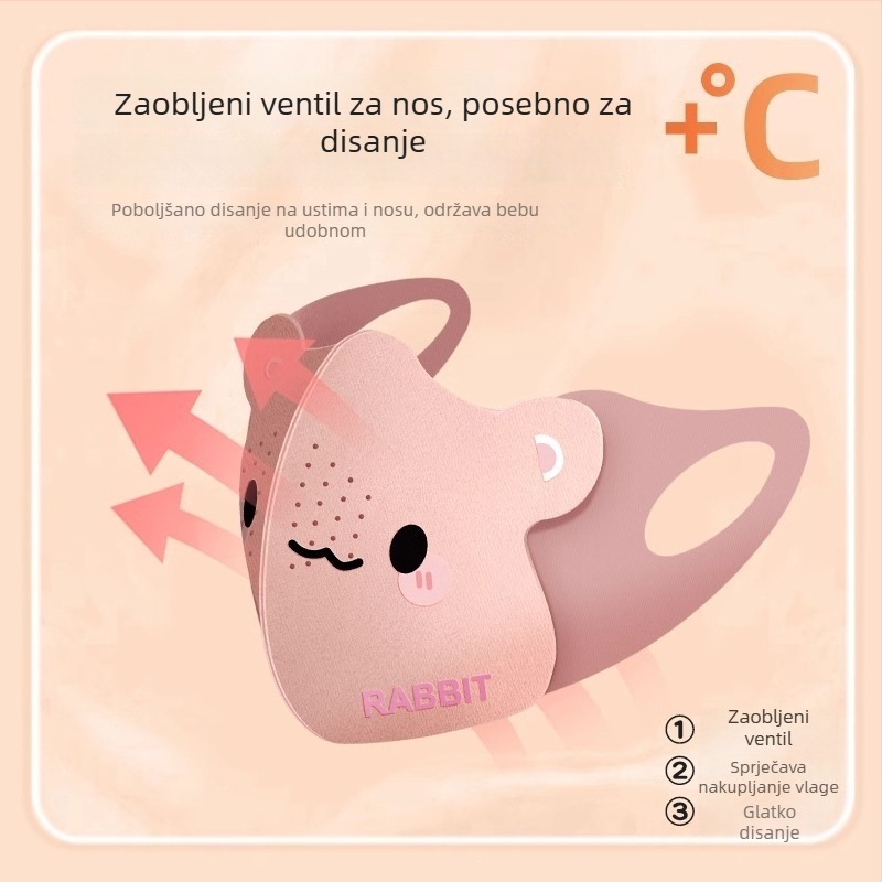 Dječja topla maska s ušnim petljama, od poliesterskog vlakna, zaštita od prašine, crtani motiv, za zimu