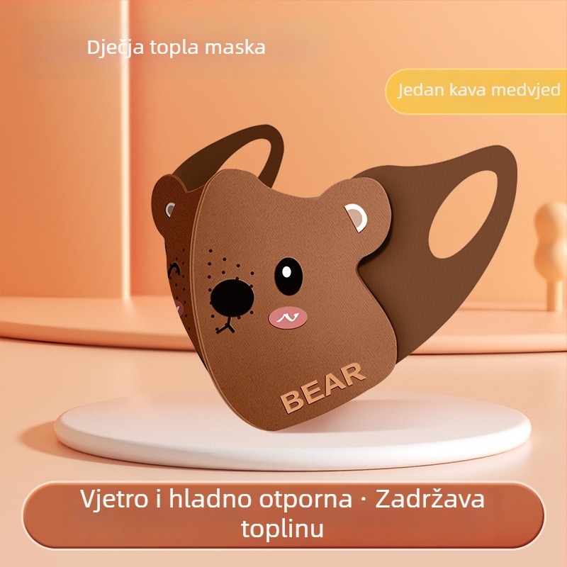 Dječja topla maska s ušnim petljama, od poliesterskog vlakna, zaštita od prašine, crtani motiv, za zimu