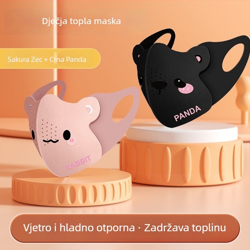 Dječja topla maska s ušnim petljama, od poliesterskog vlakna, zaštita od prašine, crtani motiv, za zimu