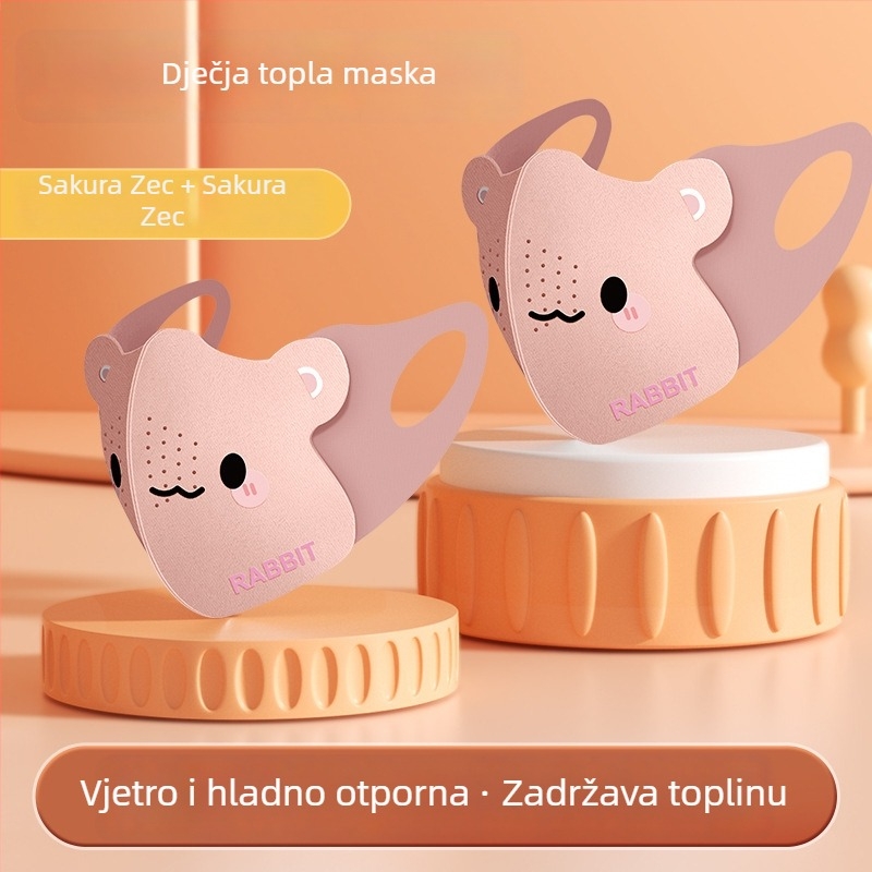 Dječja topla maska s ušnim petljama, od poliesterskog vlakna, zaštita od prašine, crtani motiv, za zimu