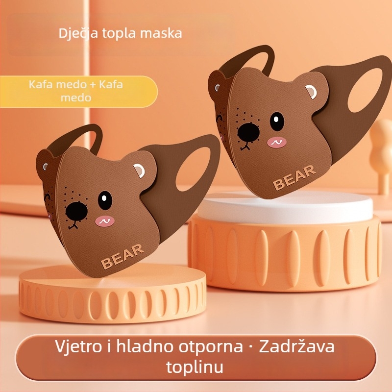 Dječja topla maska s ušnim petljama, od poliesterskog vlakna, zaštita od prašine, crtani motiv, za zimu