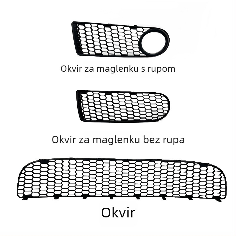 Prednji okvir svjetla za maglu Beetle 06-10 sa donjom rešetkom i reflektirajućom pločom (PP, 12V)