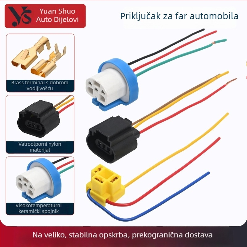 Auto utičnica za svjetla s keramičkim kućištem i bakrenim kabelskim sklopom, kompatibilna sa žaruljama za svjetla