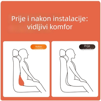 Auto lumbalna jastučnica, memory foam, tan dizajn, velur materijal, univerzalna prilagodba, prilagodljivo