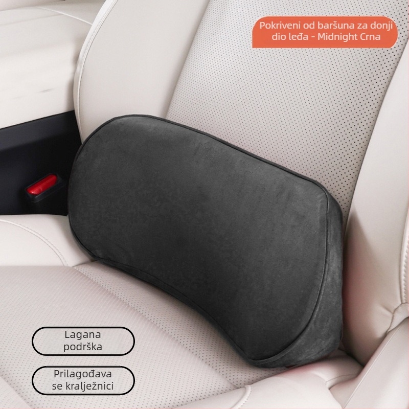 Auto lumbalna jastučnica, memory foam, tan dizajn, velur materijal, univerzalna prilagodba, prilagodljivo