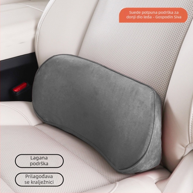 Auto lumbalna jastučnica, memory foam, tan dizajn, velur materijal, univerzalna prilagodba, prilagodljivo