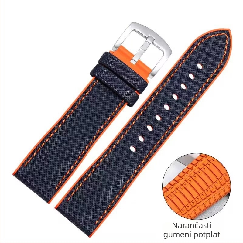 Univerzalni gumeni remen za sat s najlonskim uzorkom, širina 20/22 mm, vodootporan, otporan na znoj, sportski stil, kopča s iglom